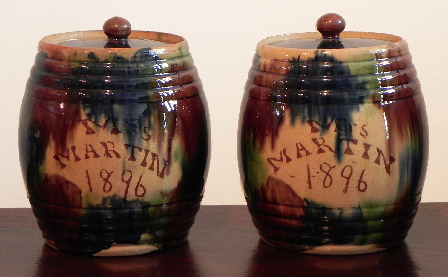 Pair of Pottery Biscuit Jars